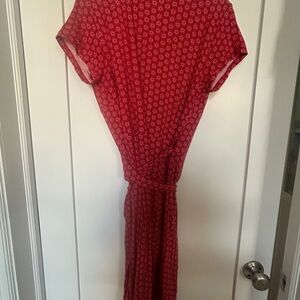 LOFT Red Floral Wrap Dress
